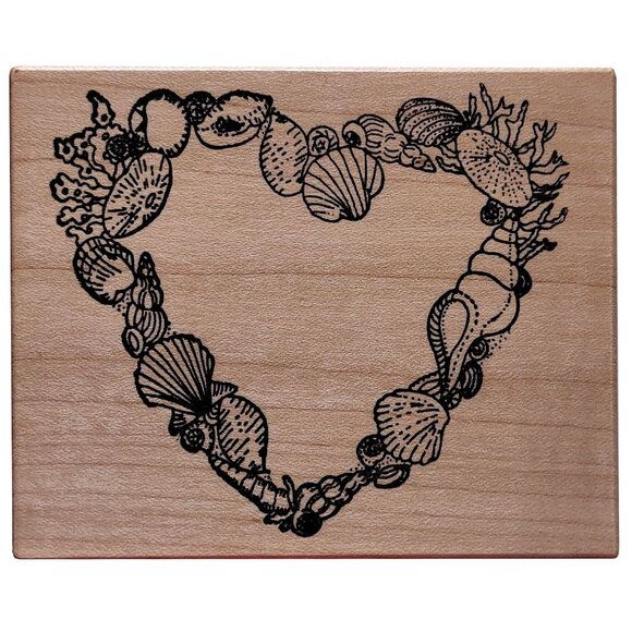 Heart-Shaped Sea Shell Rubber Stamp By Toybox - Picture 1 of 5